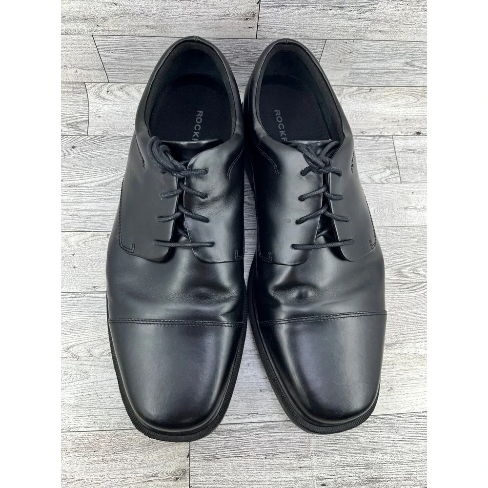Rockport Men Black Leather Waterproof Cap Toe Oxford‎ Dress Shoes Lace Up Sz 10M